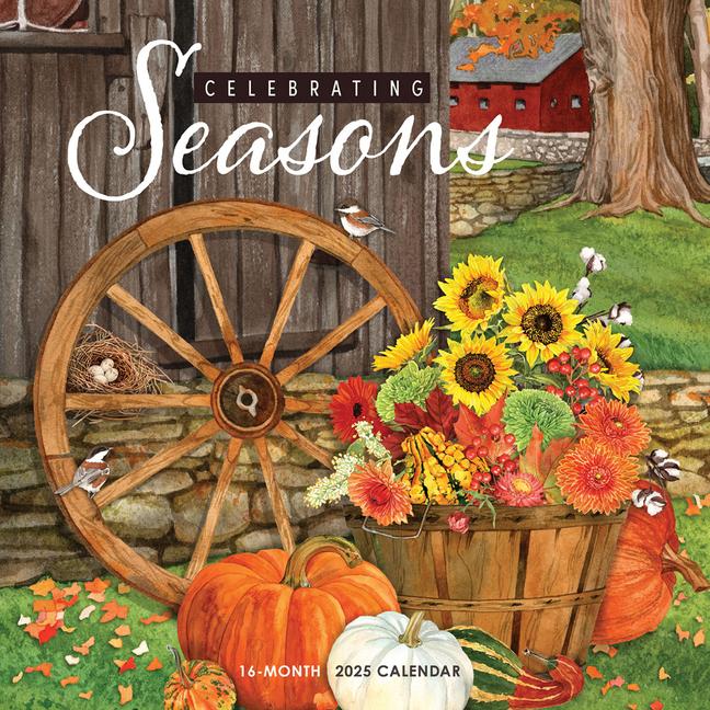 Celebrating Seasons 2025 12 X 24 Inch Monthly Square Wall Calendar Featuring the Artwork of Lynnea Washburn Plastic-Free