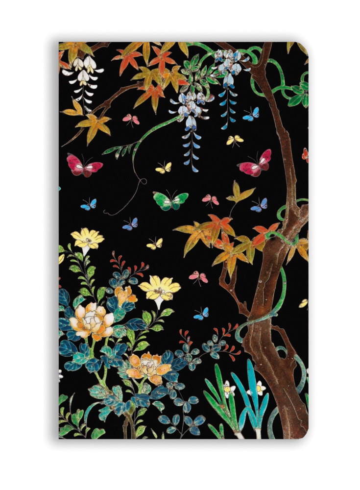 Premium Softcover Notizbuch: Ashmolean Museum Cloisonné Kästchen mit Blumen und Schmetterlingen