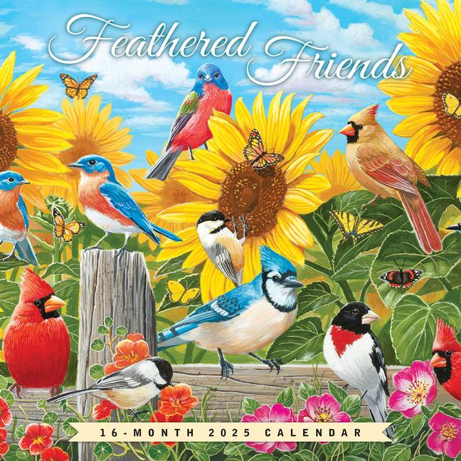 Feathered Friends 2025 12 X 24 Inch Monthly Square Wall Calendar Featuring the Artwork of William Vanderdasson Plastic-Free