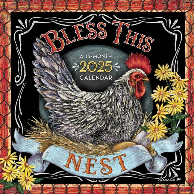 Bless This Nest 2025 12 X 24 Inch Monthly Square Wall Calendar Featuring the Artwork of Ninette Parisi Plastic-Free