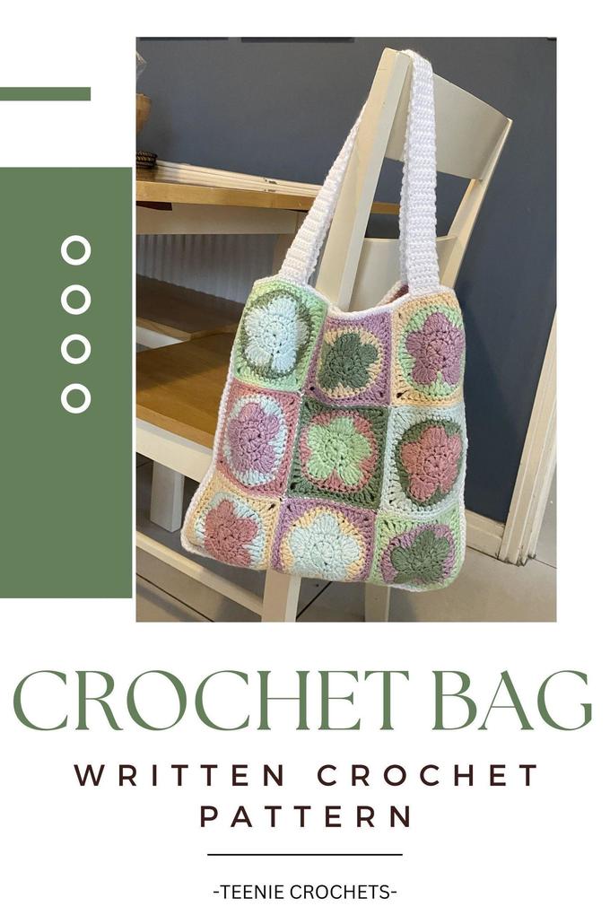 Crochet Flower Tote Bag - Written Crochet Pattern