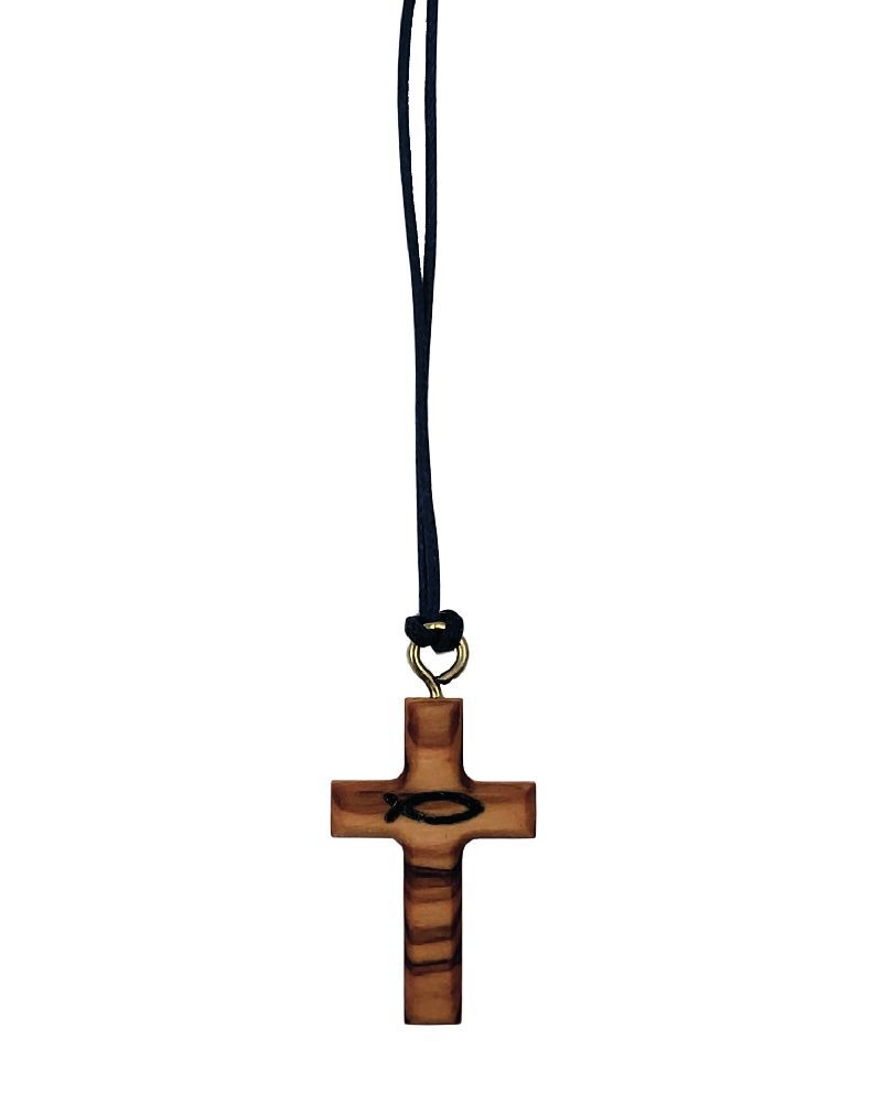 Kreuz mit Fisch mit roter Schnur VE5