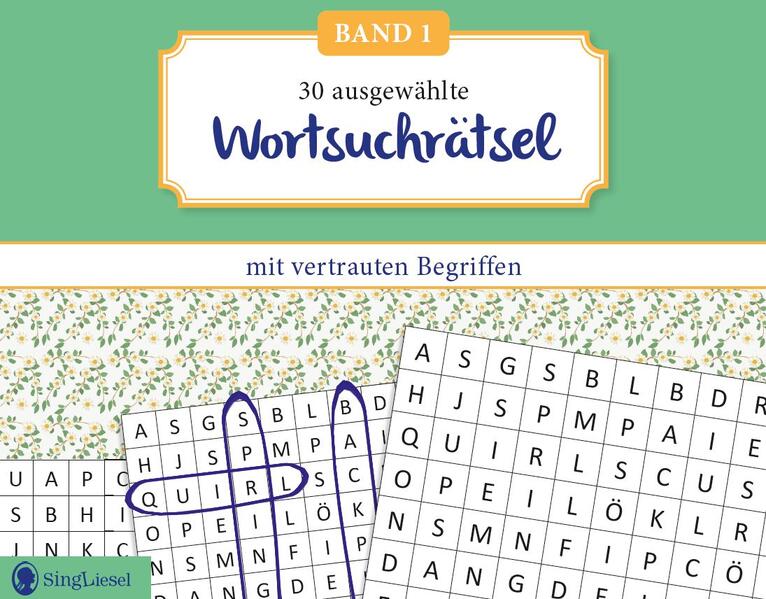 Wortsuchrätsel für Senioren mit vertrauten Begriffen. Rätselspaß Beschäftigung und Gedächtnistraining für Senioren. Auch mit Demenz. Großdruck