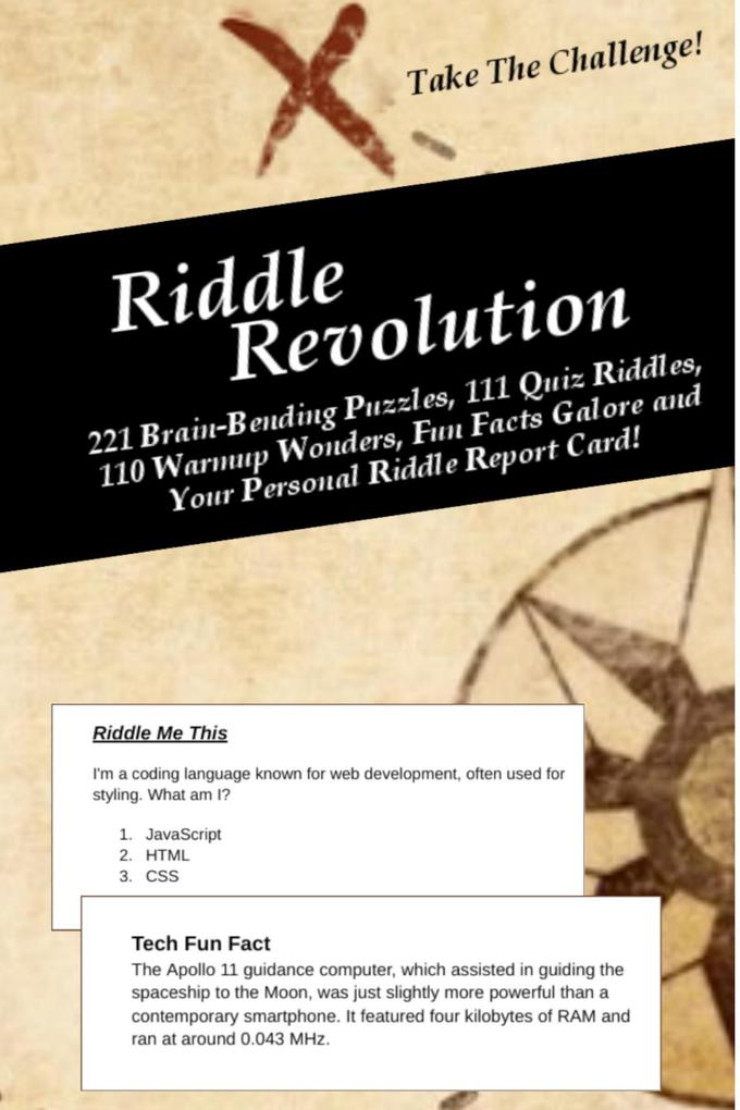 Riddle Revolution: 221 Brain-Bending Puzzles 111 Quiz Riddles 110 Warmup Wonders Fun Facts Galore and Your Personal Riddle Report Card! (Education by Riddles #1)