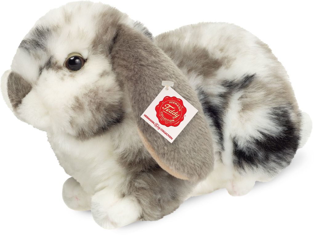 Teddy-Hermann - Widderkaninchen grau-weiß gescheckt 23 cm