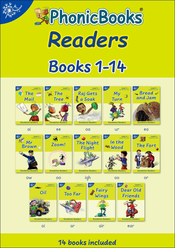 Phonic Books Dandelion Readers Vowel Spellings Level 1 (One vowel team for 12 different vowel sounds ai ee oa ur ea ow b‘oo‘t igh l‘oo‘k aw oi ar)