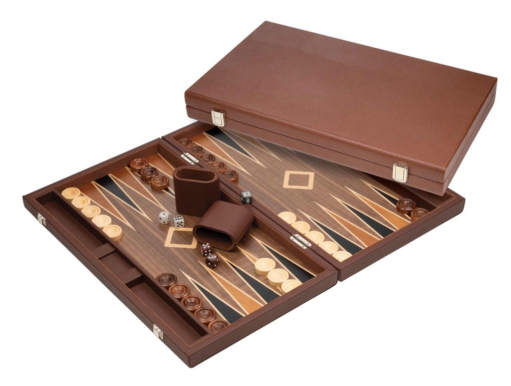 Philos 1736 - Backgammon Polyegos groß Holz/Kunstleder Koffer klappbar