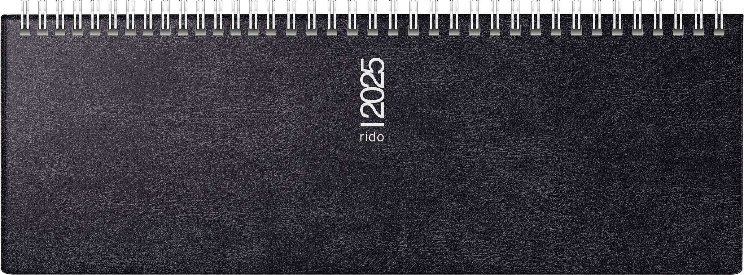 rido/idé 7036142905 Querterminbuch Modell septant (2025)| 2 Seiten = 1 Woche| 305 × 105 mm| 128 Seiten| Schaumfolien-Einband Catana| schwarz