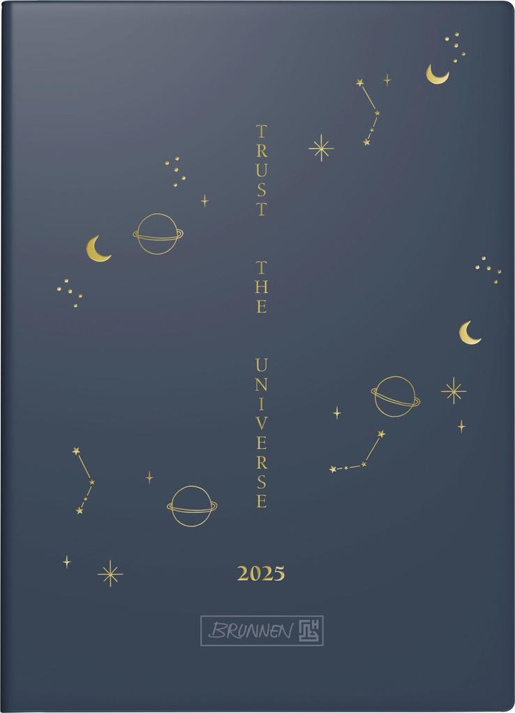 Brunnen 1073112015 Taschenkalender Modell 731 (2025) Universe| 2 Seiten = 1 Woche| A6| 144 Seiten| Grafik-Einband| dunkelblau
