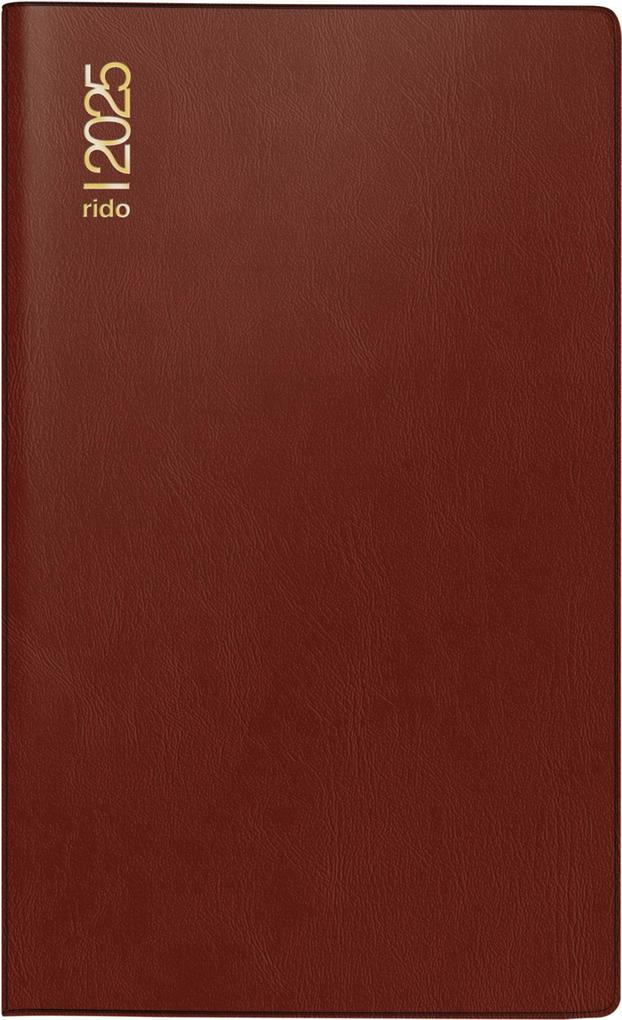 rido/idé 7046892295 Taschenkalender Modell M-Planer (2025)| 2 Seiten = 1 Monat| A6| 32 Seiten| Kunststoff-Einband| bordeaux