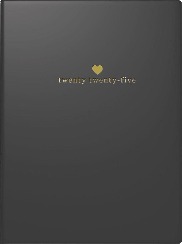 rido/idé 7013607025 Taschenkalender Young Line Mini (2025) Heart| 2 Seiten = 1 Woche| A6| 160 Seiten| Grafik-Einband| schwarz