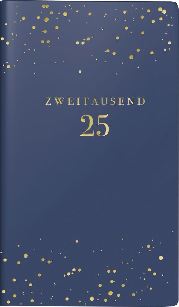 rido/idé 7016915045 Taschenkalender Modell Taschenplaner int. (2025) Starry Night| 2 Seiten = 1 Woche| A6| 144 Seiten| Kunstleder-Einband Trend| flexibel| dunkelblau