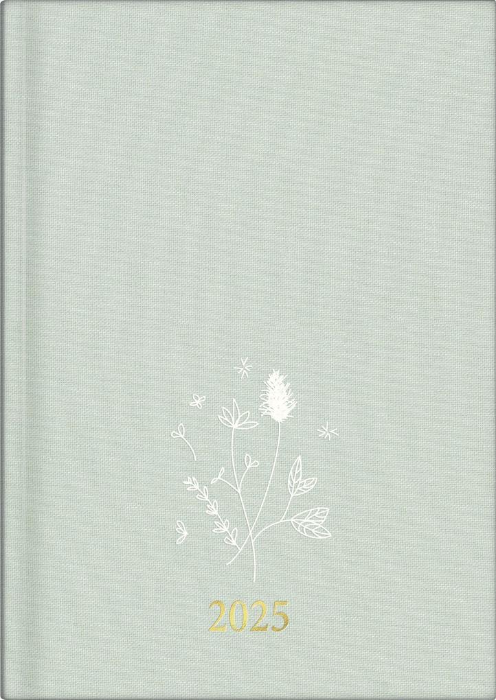 rido/idé 7021503015 Buchkalender Young Line (2025) Wild Flowers| 2 Seiten = 1 Woche| A5| 160 Seiten| Leinen-Einband| mint