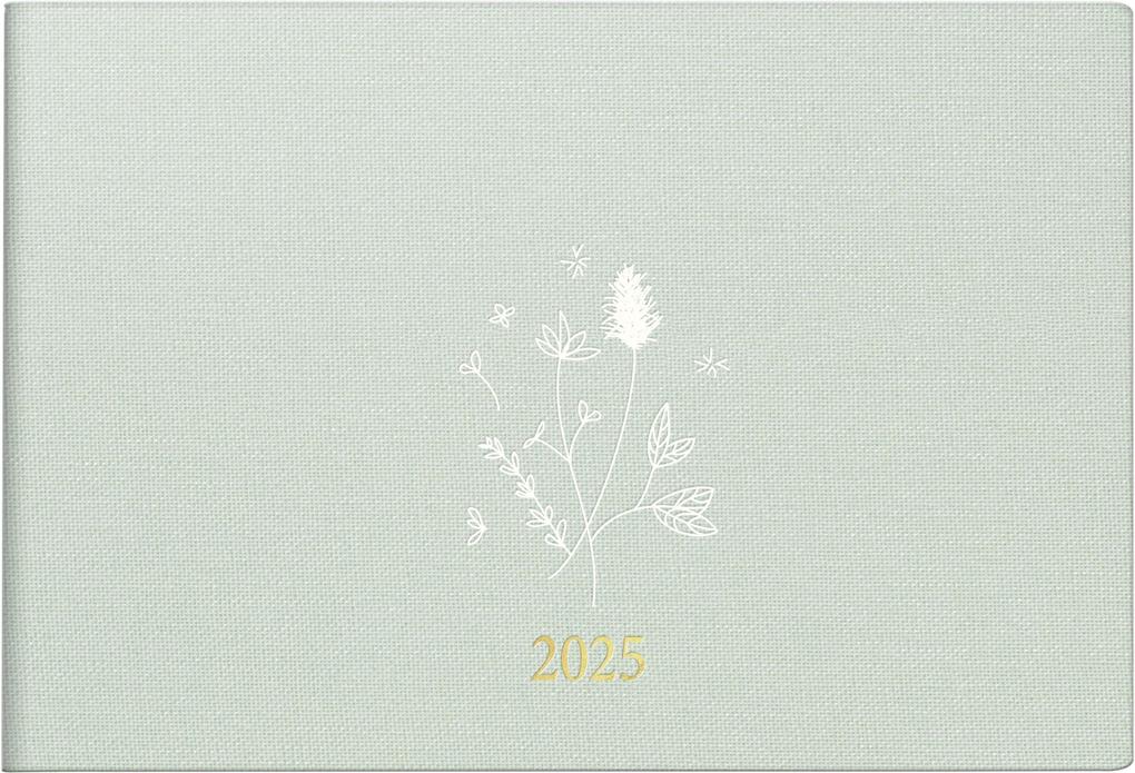 rido/idé 7017515025 Taschenkalender Modell Septimus (2025) Wild Flowers| 2 Seiten = 1 Woche| A6 quer| 128 Seiten| Leinen-Einband Trend| flexibel| mint