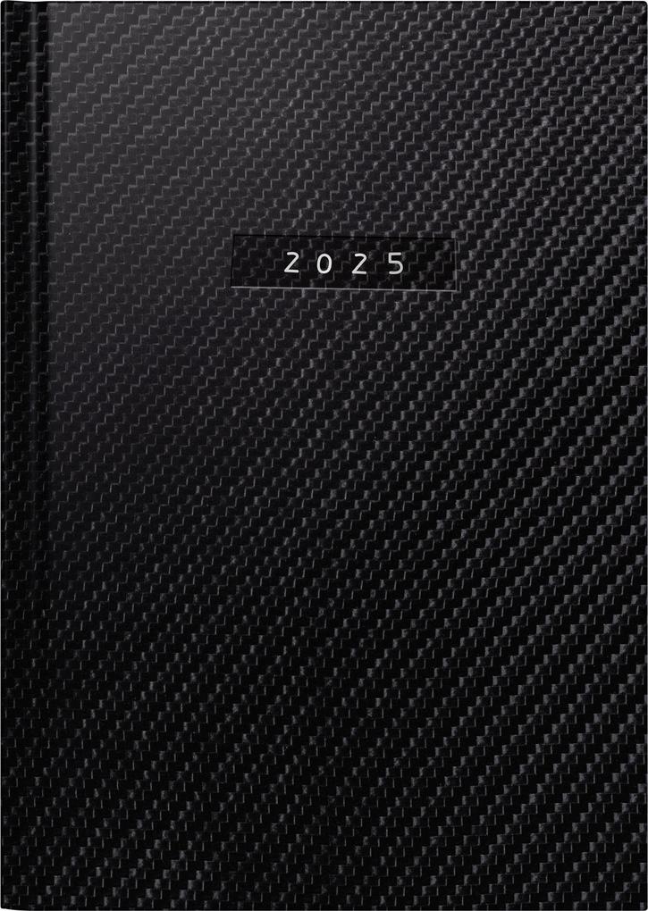 rido/idé 7021034805 Buchkalender Modell futura 2 (2025) Carbon| 2 Seiten = 1 Woche| A5| 176 Seiten| Kunstleder-Einband| flexibel| schwarz