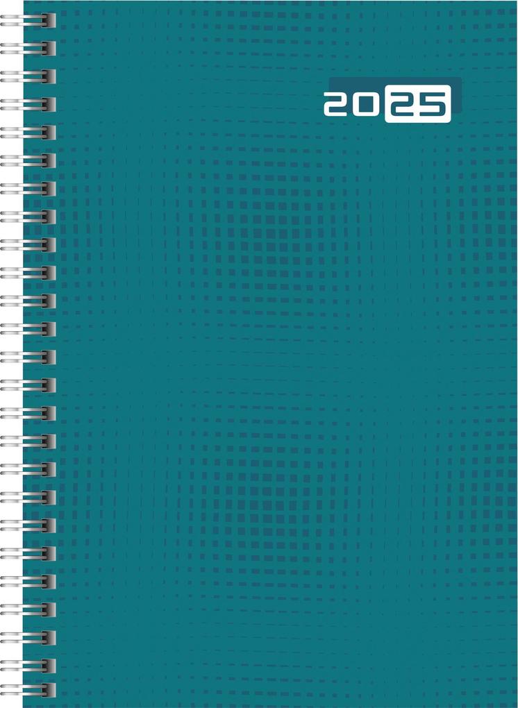 rido/idé 7021007045 Buchkalender Modell futura 2 (2025)| 2 Seiten = 1 Woche| A5| 160 Seiten| Grafik-Einband| petrol