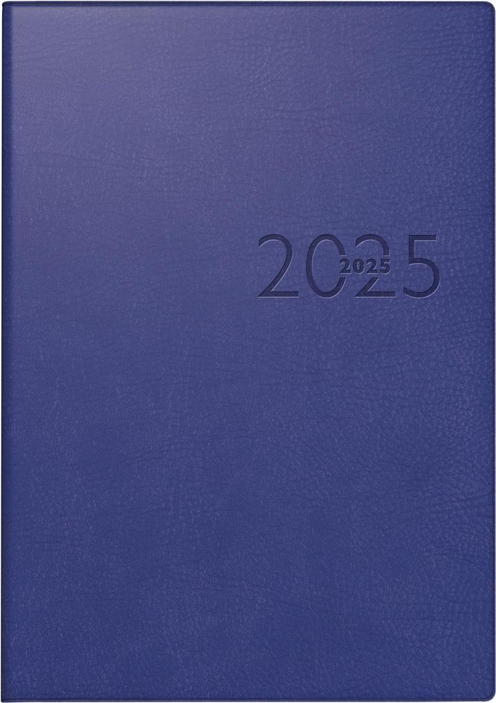 rido/idé 7023016305 Buchkalender Modell studioplan int. (2025)| 2 Seiten = 1 Woche| 168 × 240 mm| 160 Seiten| Kunstleder-Einband Prestige| blau