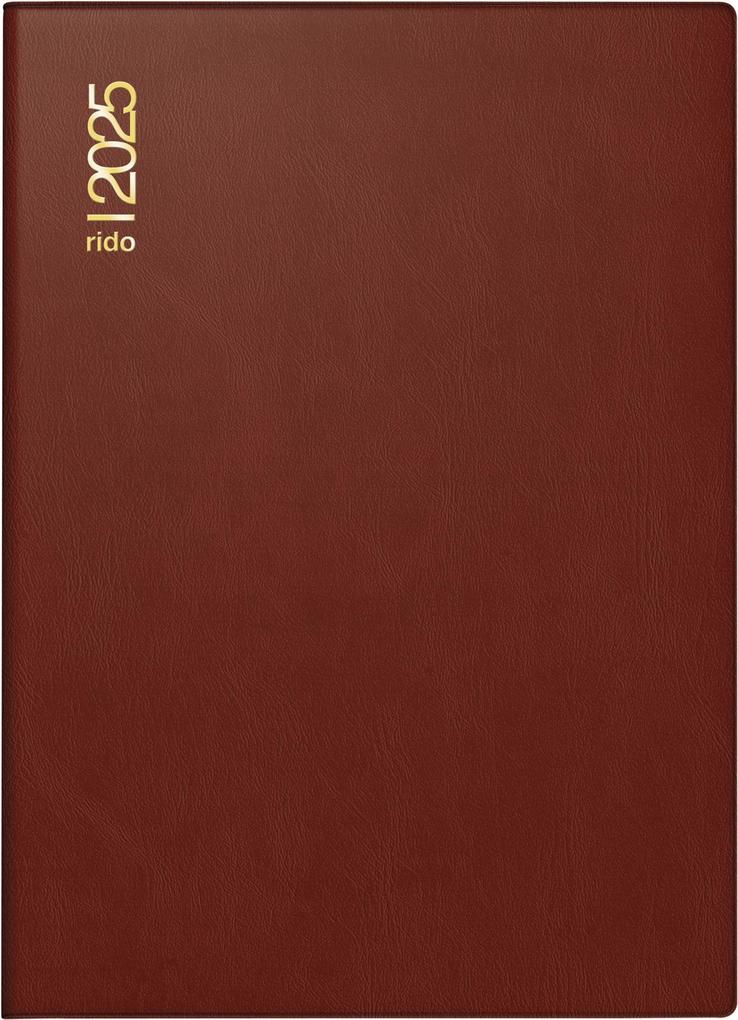 rido/idé 7018182295 Taschenkalender Modell Technik II (2025)| 1 Seite = 2 Tage| A6| 304 Seiten| Kunststoff-Einband| bordeaux