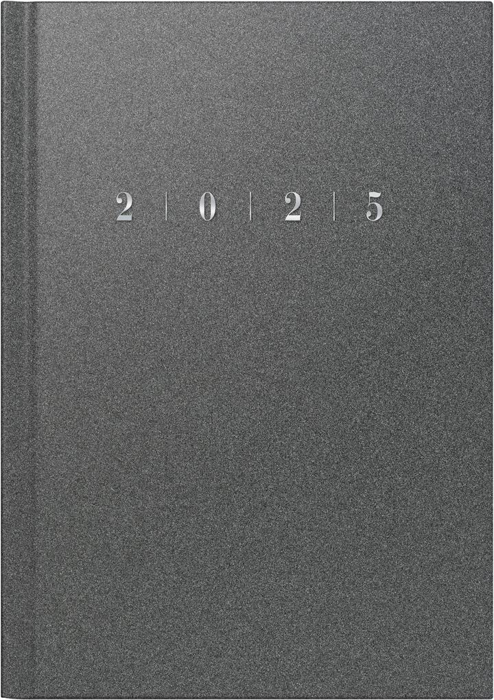 rido/idé 7023013805 Buchkalender Modell studioplan int. (2025)| 2 Seiten = 1 Woche| 168 × 240 mm| 160 Seiten| Kunststoff-Einband Reflection| grau