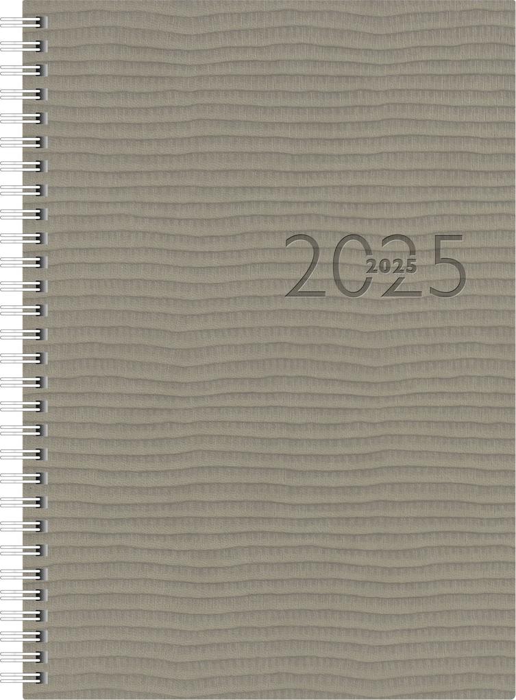 rido/idé 7023036805 Buchkalender Modell studioplan int. (2025)| 2 Seiten = 1 Woche| 168 × 240 mm| 160 Seiten| Kunstleder-Einband Tejo| grau
