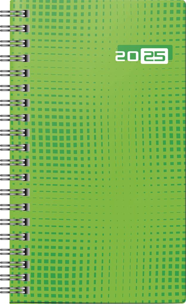 rido/idé 7016907015 Taschenkalender Modell Taschenplaner int. (2025)| 2 Seiten = 1 Woche| A6| 144 Seiten| Grafik-Einband| grün