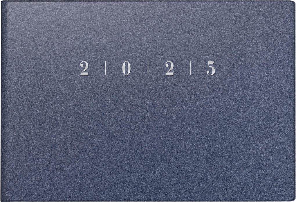 rido/idé 7017563305 Taschenkalender Modell Septimus (2025)| 2 Seiten = 1 Woche| A6 quer| 128 Seiten| Kunststoff-Einband Reflection| blau