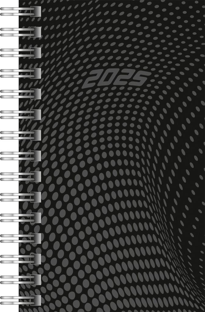 rido/idé 7011104905 Taschenkalender Modell Timing 3 (2025)| 2 Seiten = 1 Woche| A7| 160 Seiten| PP-Einband| schwarz