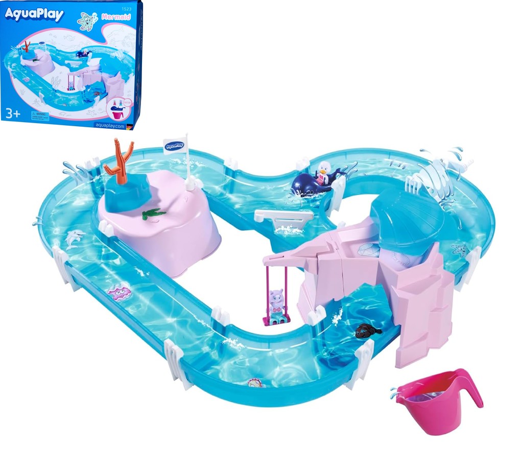 BIG 8700001523 - AquaPlay Wasserbahn Mermaid mit Zubehör 108x90x18cm