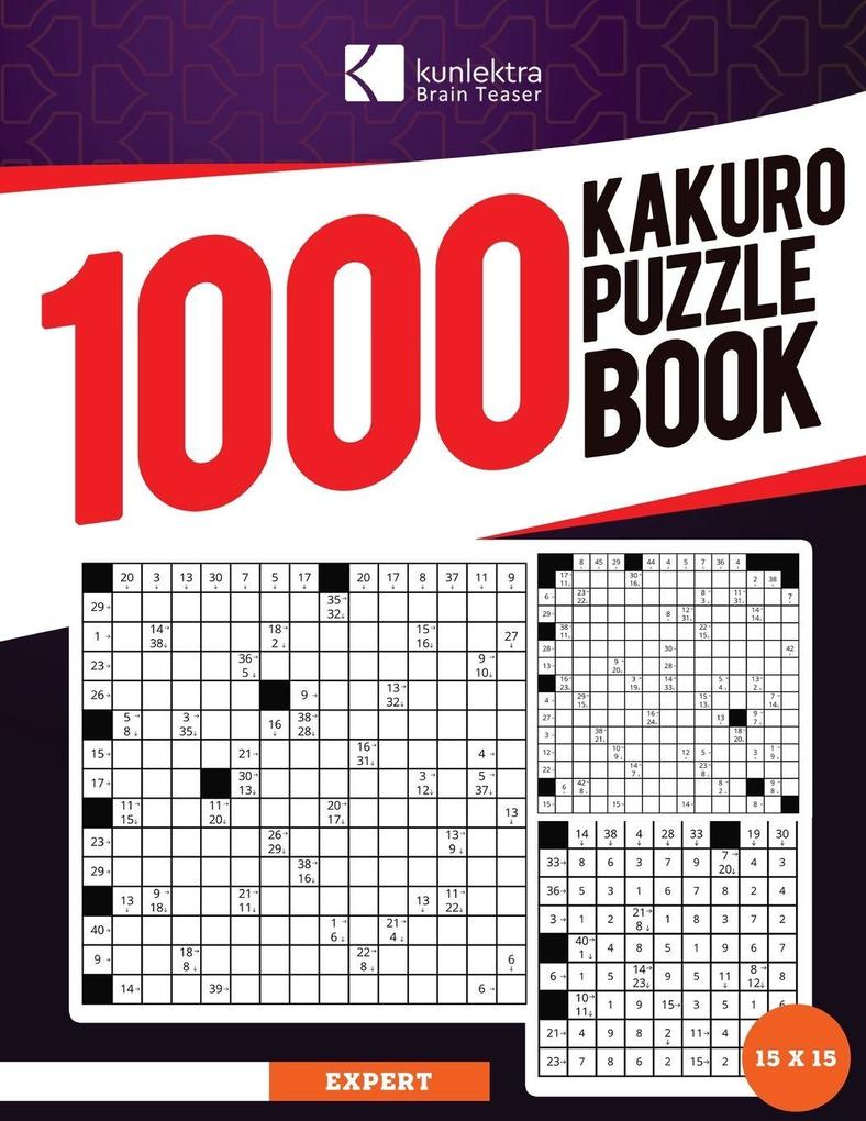 |Kunlektra Brain Teaser| 1000+ 15 x 15 Kakuro Puzzle Book for Adults
