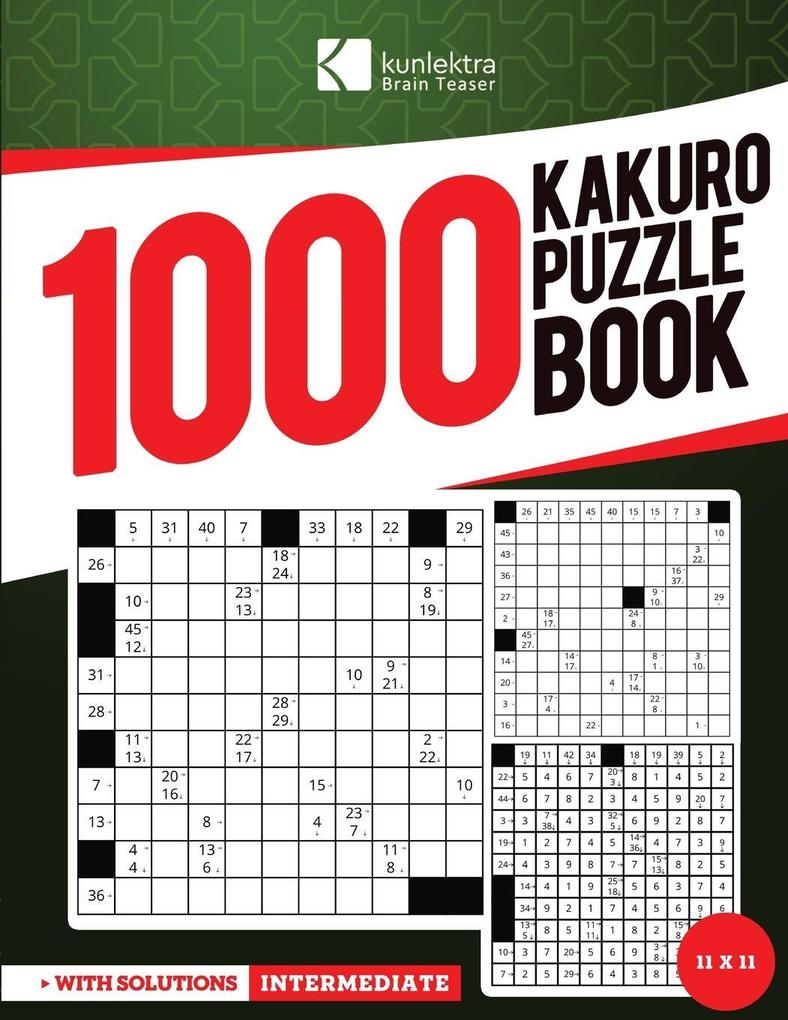 |Kunlektra Brain Teaser| 1000+ 11 x 11 Kakuro Puzzle Book for Adults