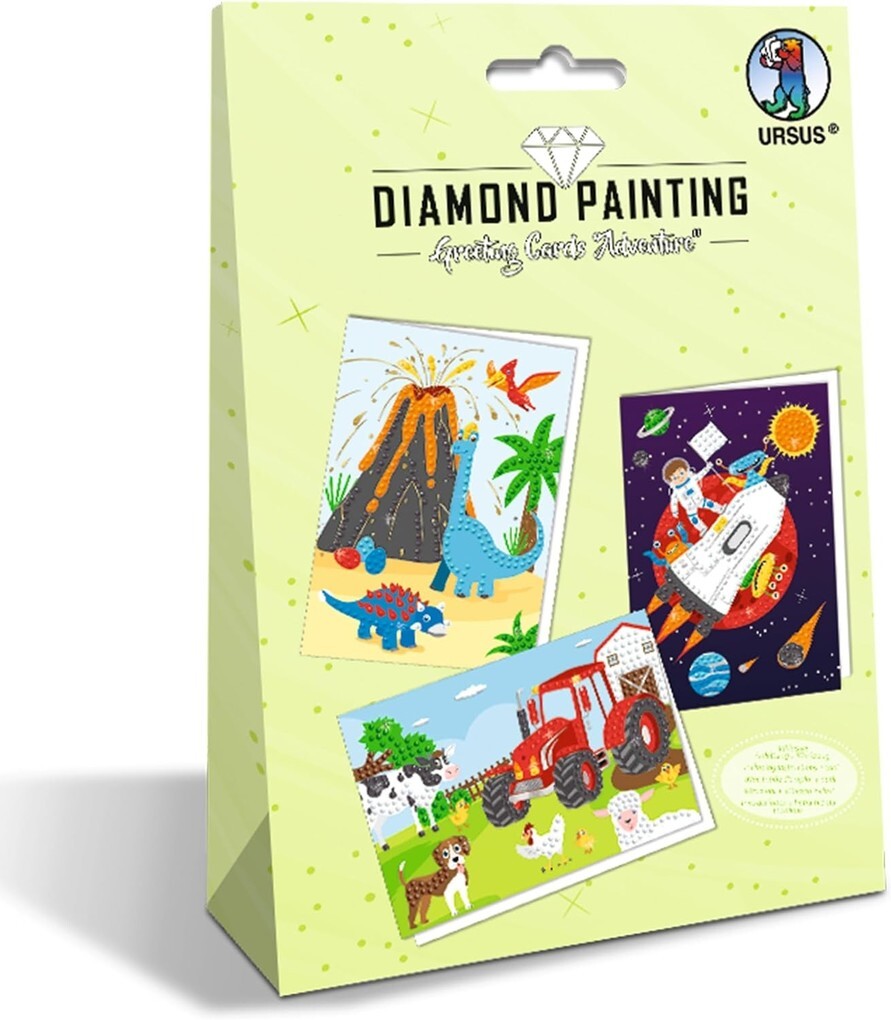 URUS Diamond Painting Greeting Cards Adventure Grußkarten Bastelset für Kinder 3er Set