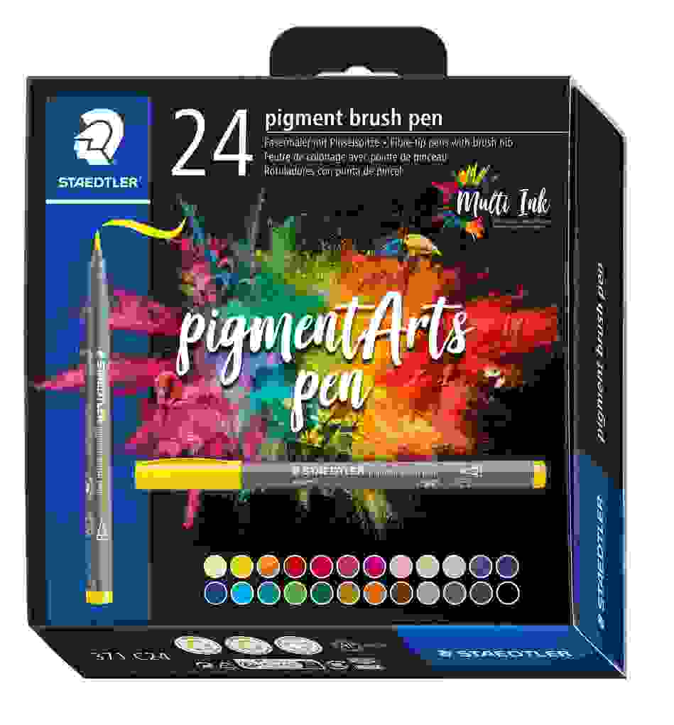 STAEDTLER Schreib- und Zeichbedarf pigment brush 371 Fasermaler mit Pinselspitze 24er Set