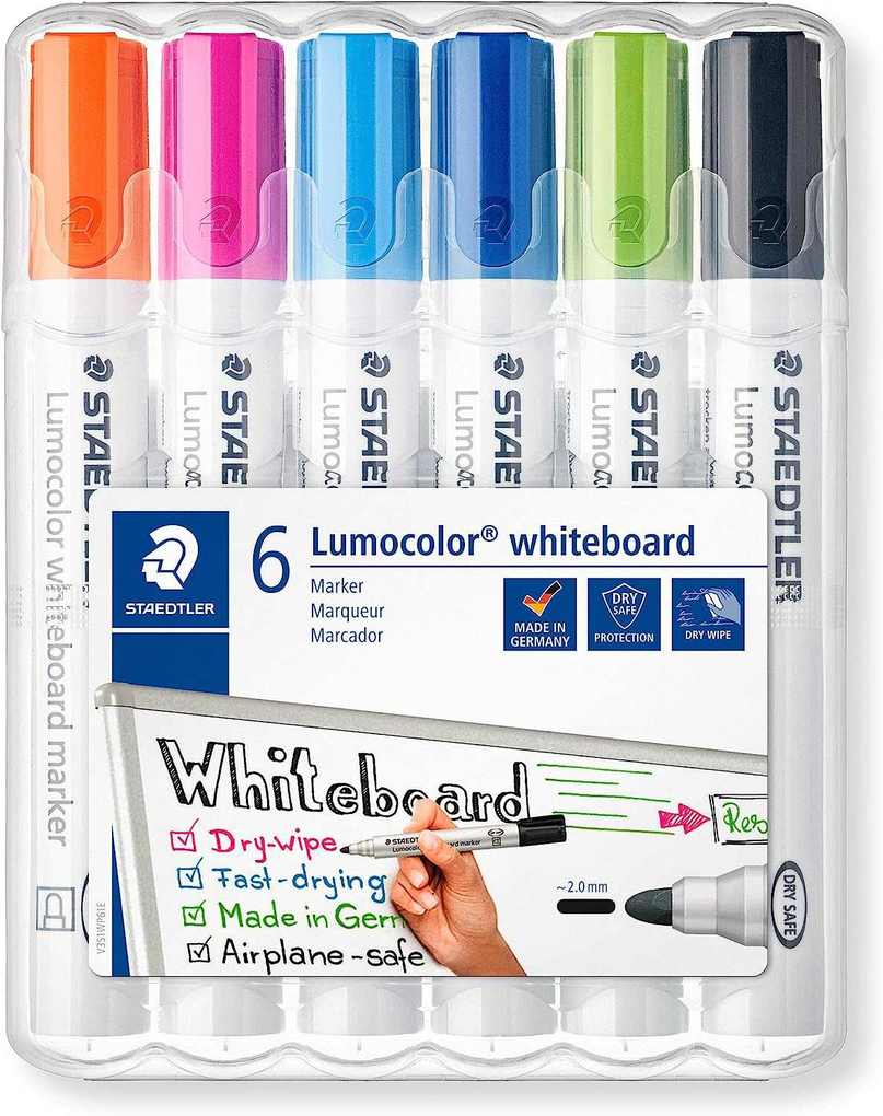 Staedtler Lumocolor Whiteboard Markers Pack of 6 Assorted, none