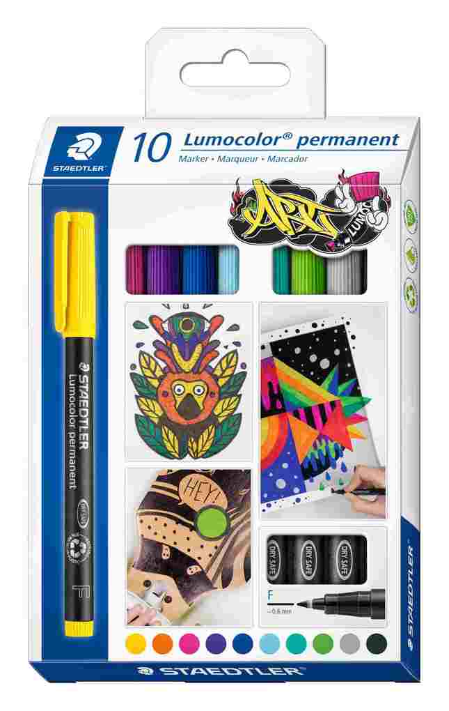 Mars Lumocolor Schreib- und Zeichbedarf Lumocolor 318 permanent Universalstift F ART 10er Set