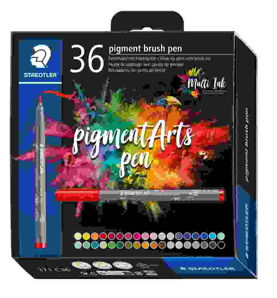STAEDTLER Schreib- und Zeichbedarf pigment brush 371 Fasermaler mit Pinselspitze 36er Set