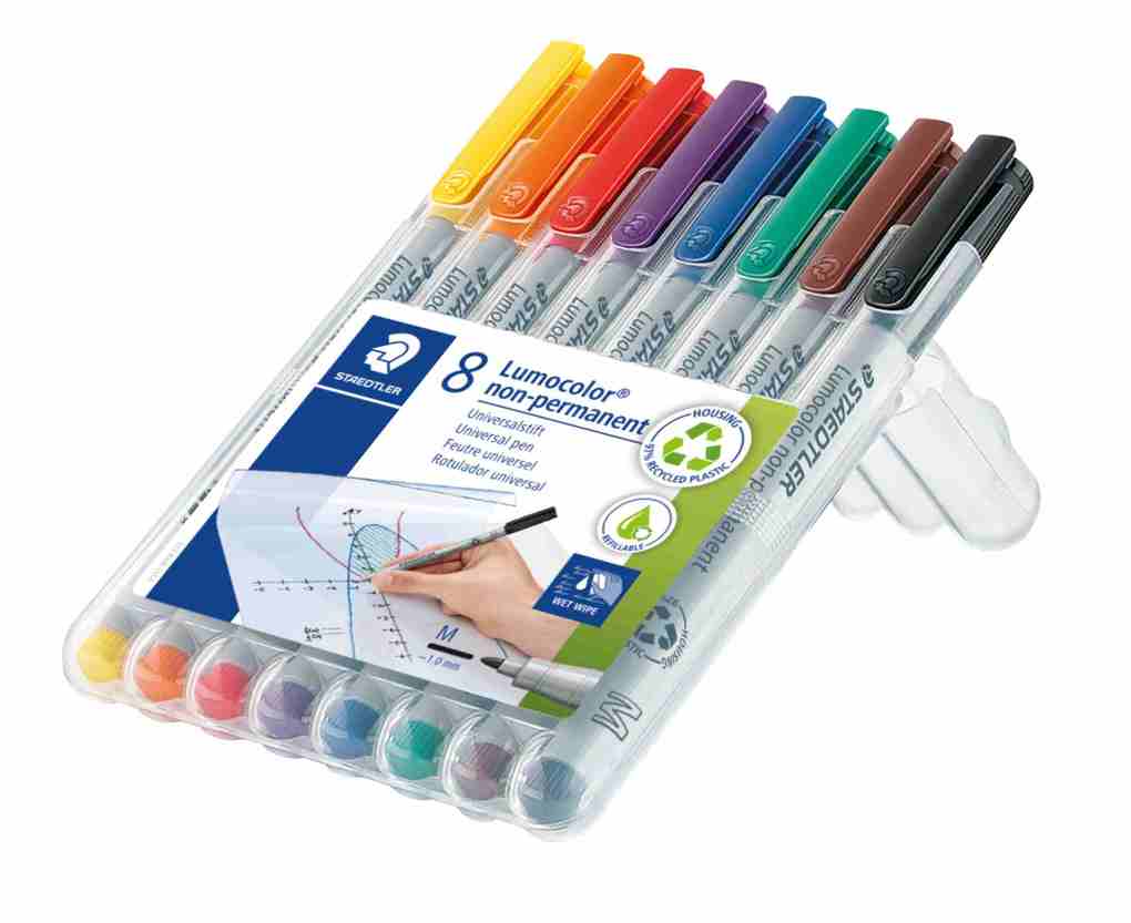 Staedtler Lumocolour Non-Permanent Medium Assorted Pack of 8 315-WP8