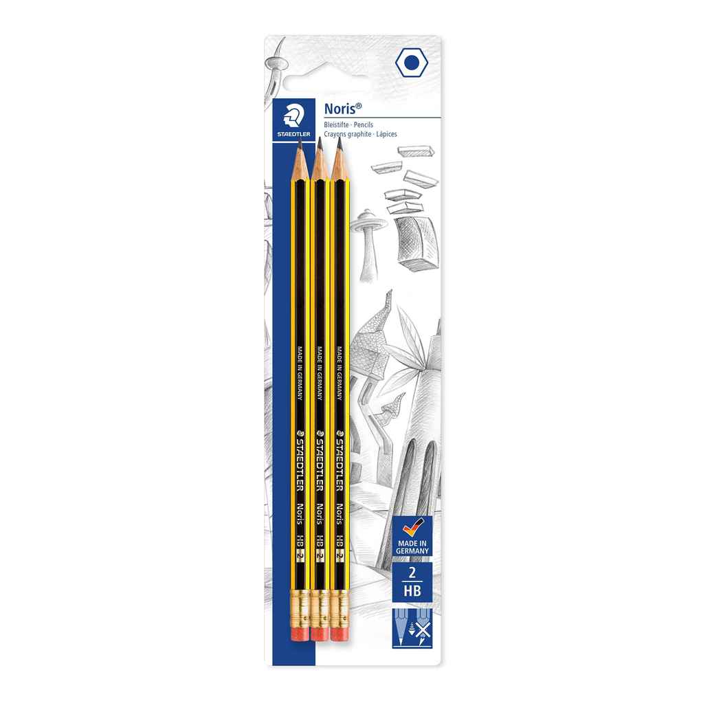 Noris Schreib- und Zeichbedarf Noris 122 Bleistift mit Radiertip HB 3er Set