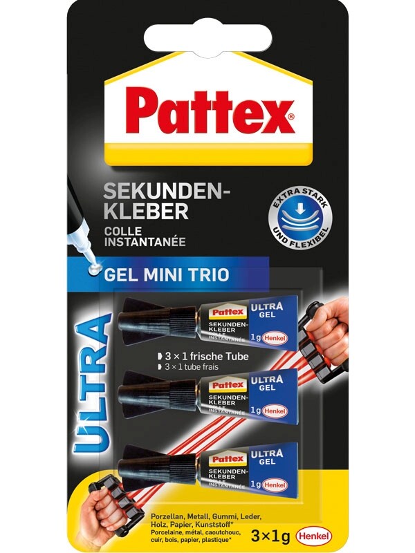 Pattex Kleben Pattex Sekundenkleber Ultra Gel Mini Trio 3 × 1 g