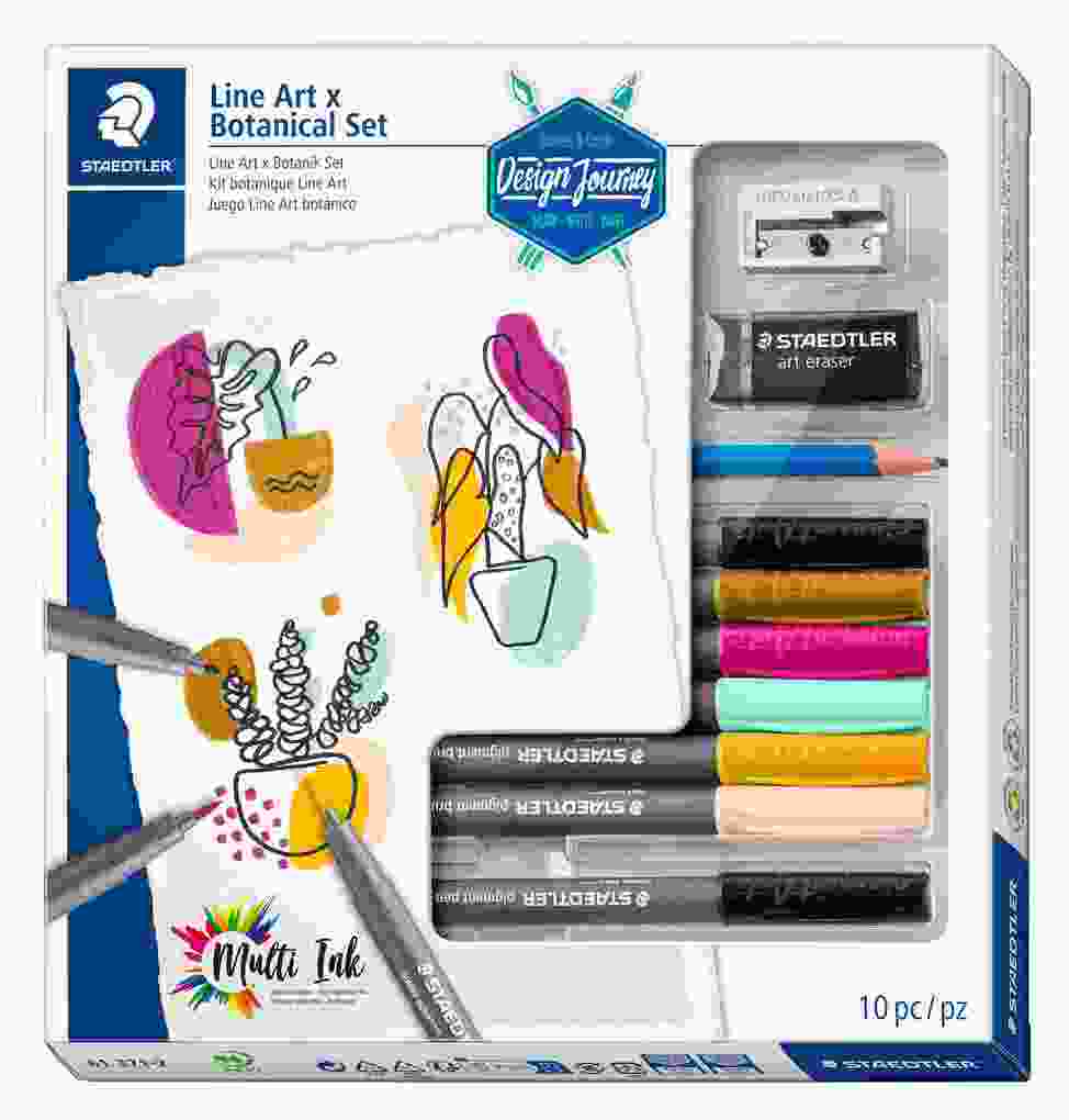 STAEDTLER Schreib- und Zeichbedarf pigment brush 371 Line Art & Botanical Set  Journey botanisch inspirierte Farben 10er Set