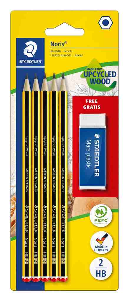 Noris Schreib- und Zeichbedarf Noris 120 Bleistifte HB 5er Set und 1 Radierer
