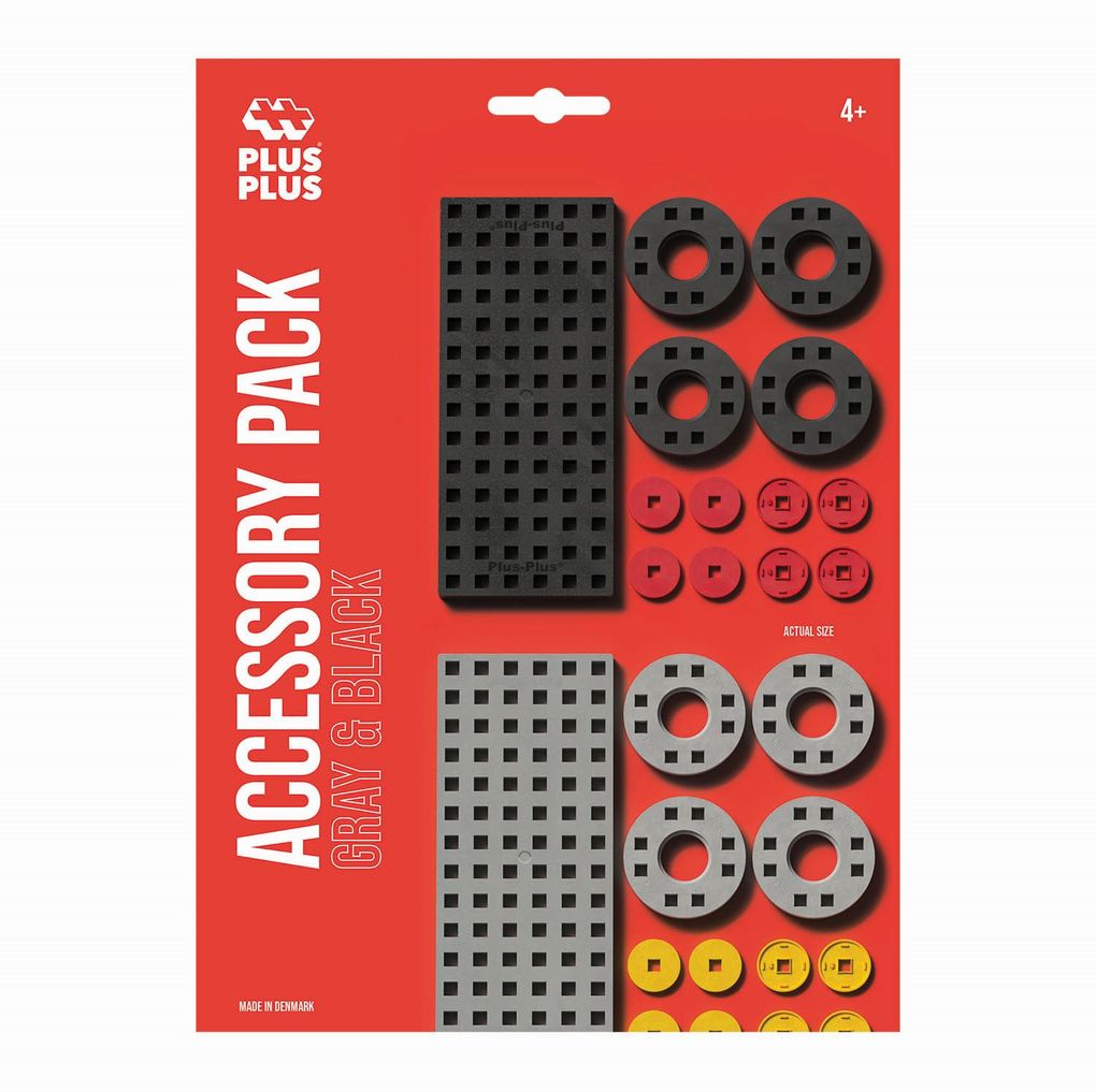 Plus-Plus - Zubehörset mit Räder grau/schwarz