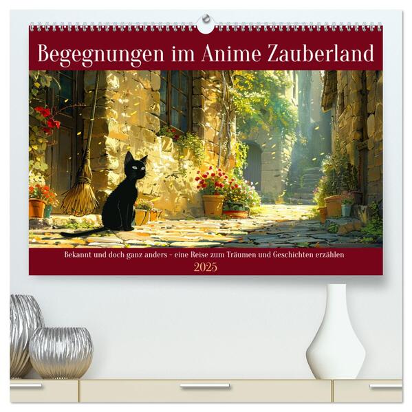 Begegnungen im Anime Zauberland (hochwertiger Premium Wandkalender 2025 DIN A2 quer) Kunstdruck in Hochglanz