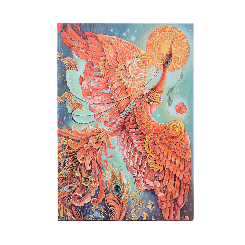 Notizbuch Feuervogel Midi Unliniert: Hardcover mit Elastikbandverschluss (Bird of Happiness) - Bild 3