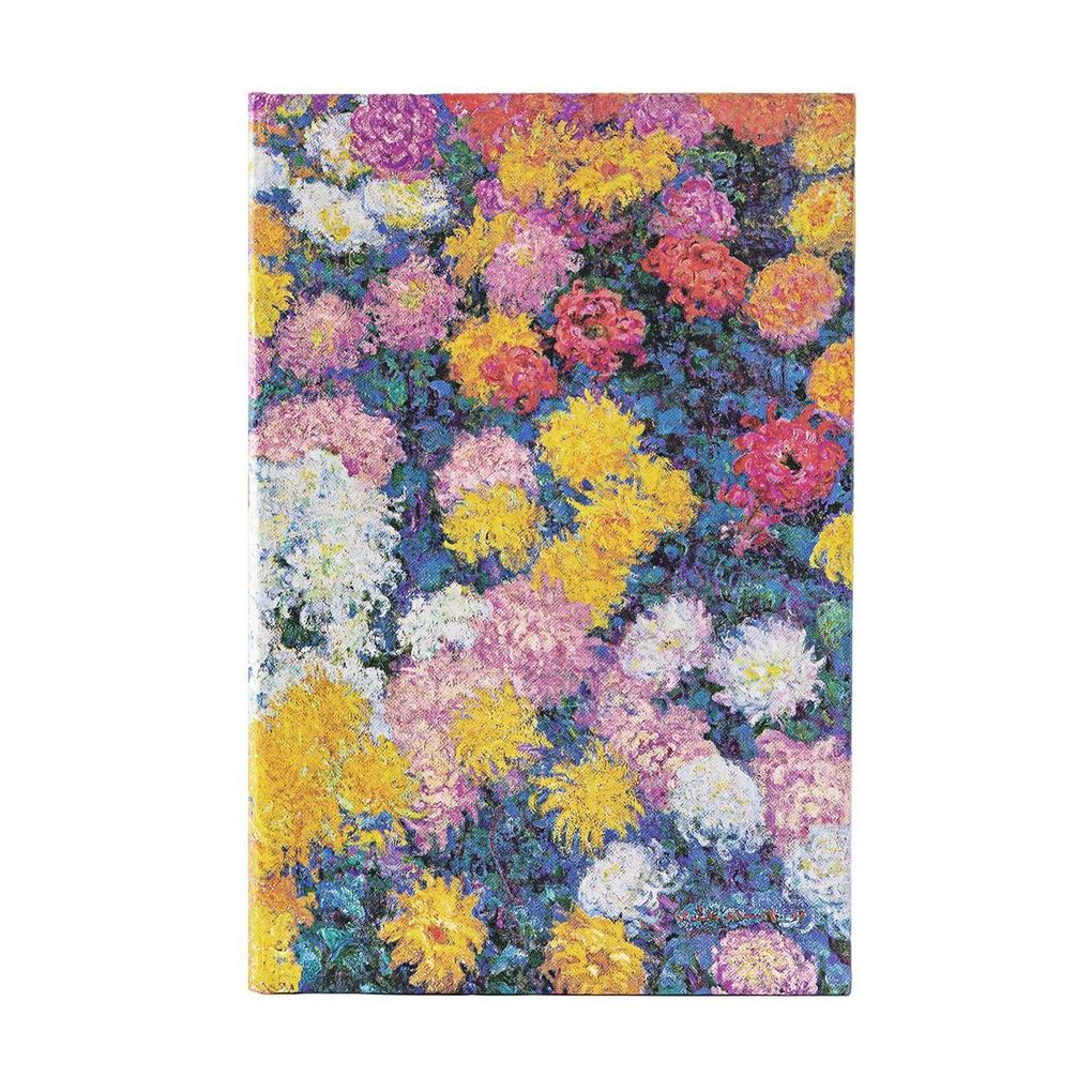 Monet's Chrysanthemums Midi Unlined Hardback Journal (Elastic Band Closure)
