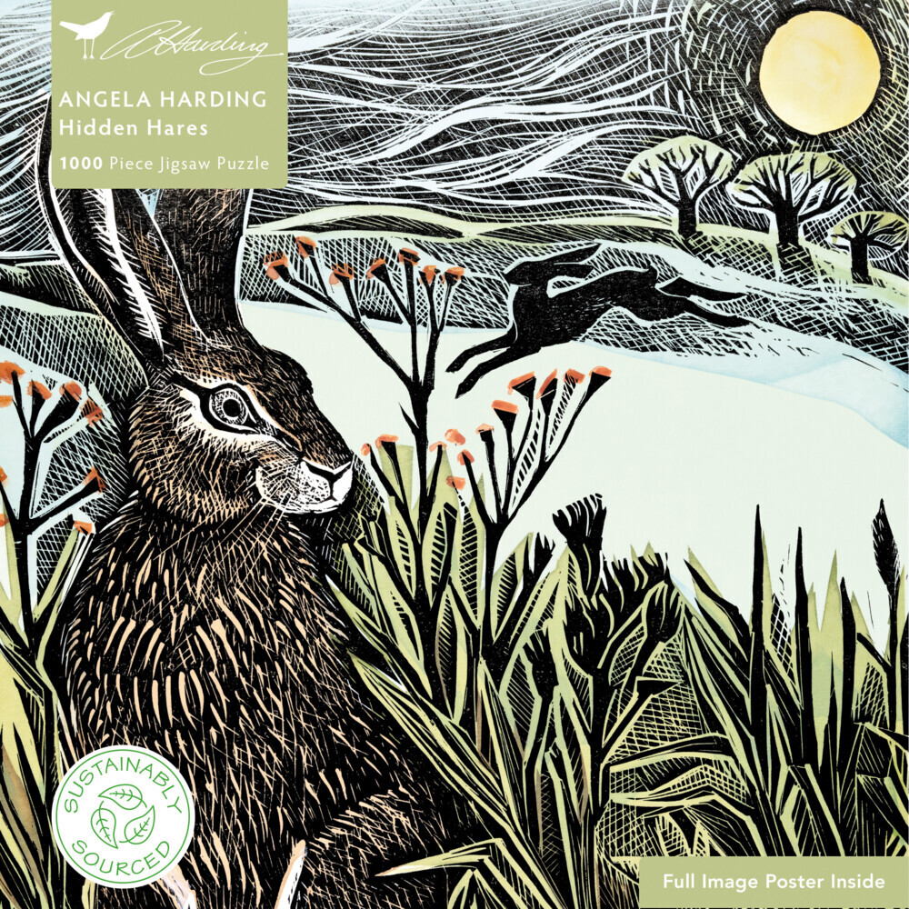 Flame Tree Publishing Adult Sustainable Jigsaw Puzzle Angela Harding, Hidden Hares