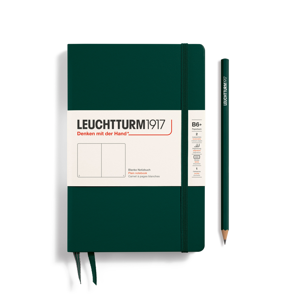 Leuchtturm1917 Notizbuch Paperback (B6+) Hardcover 219 Nummerierte Seiten Forest Green Blanko