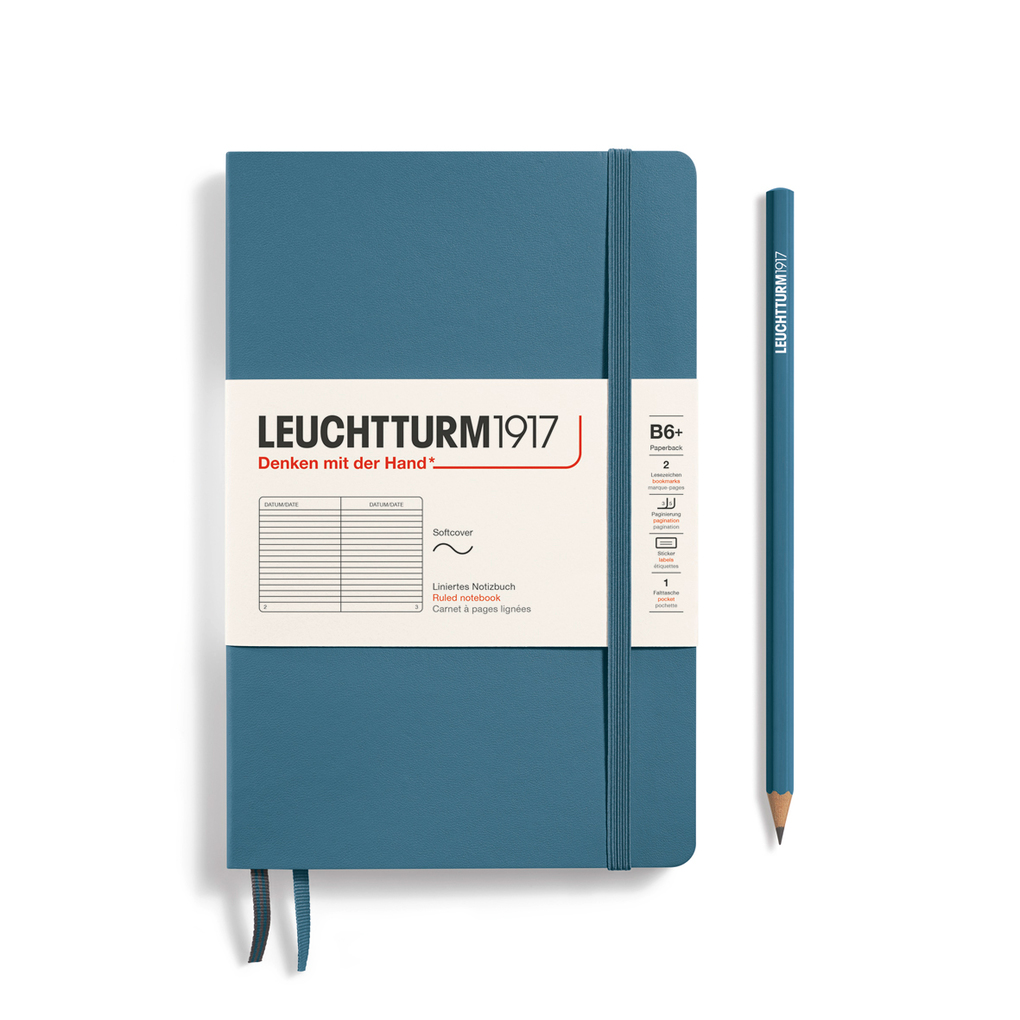 Notizbuch Paperback (B6+) Softcover 123 nummerierte Seiten Stone Blue Liniert