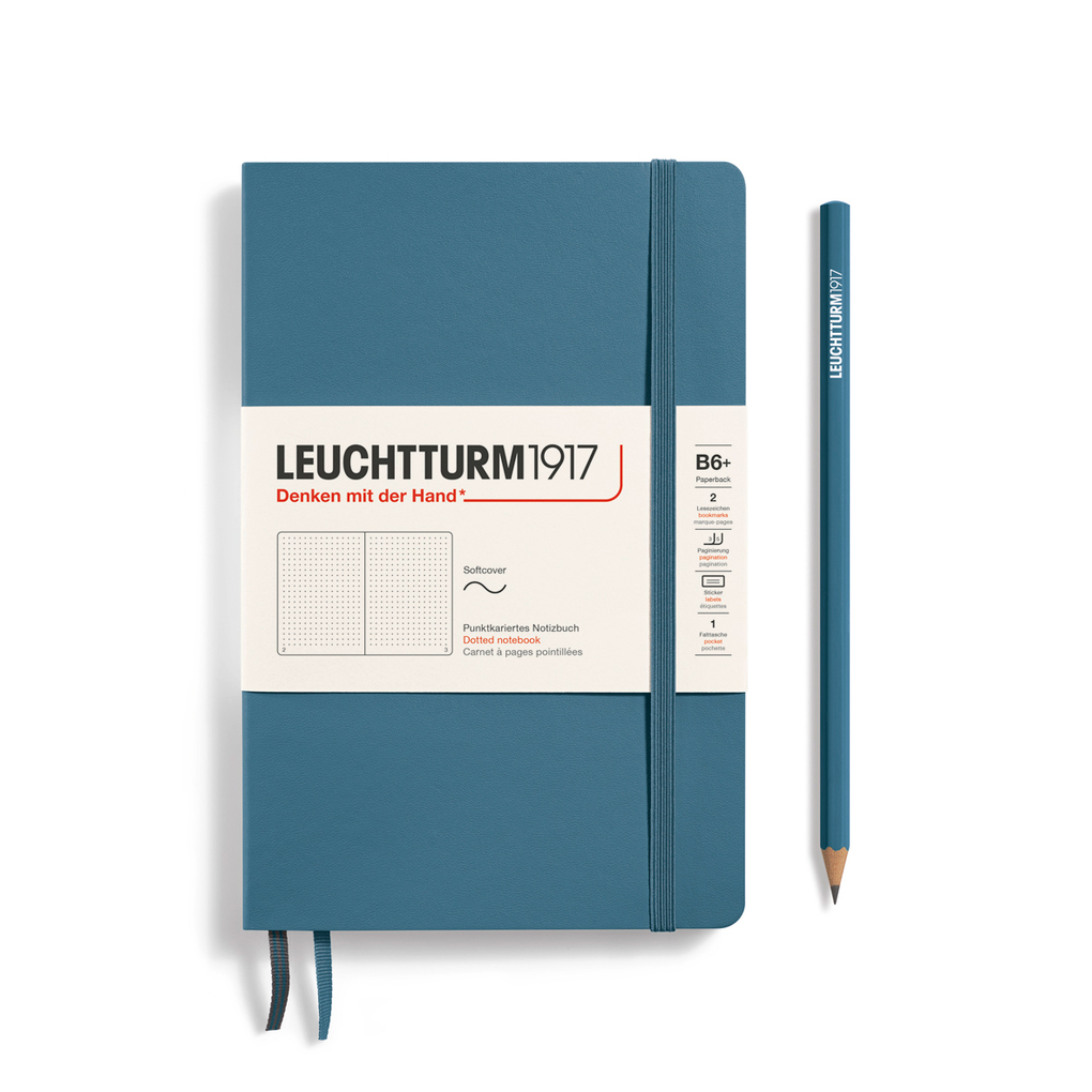 Notizbuch Paperback (B6+) Softcover 123 nummerierte Seiten Stone Blue Dotted