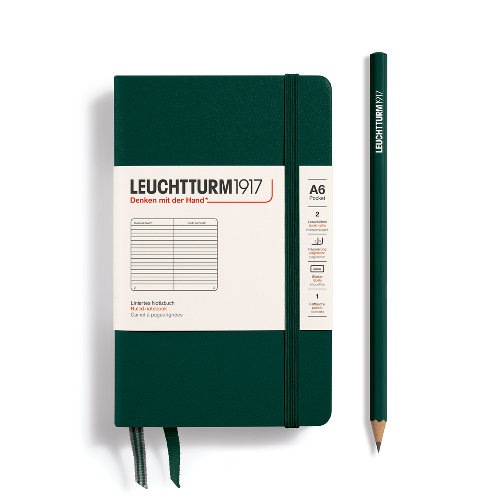 Notizbuch Pocket (A6) Hardcover 187 nummerierte Seiten Forest Green Liniert