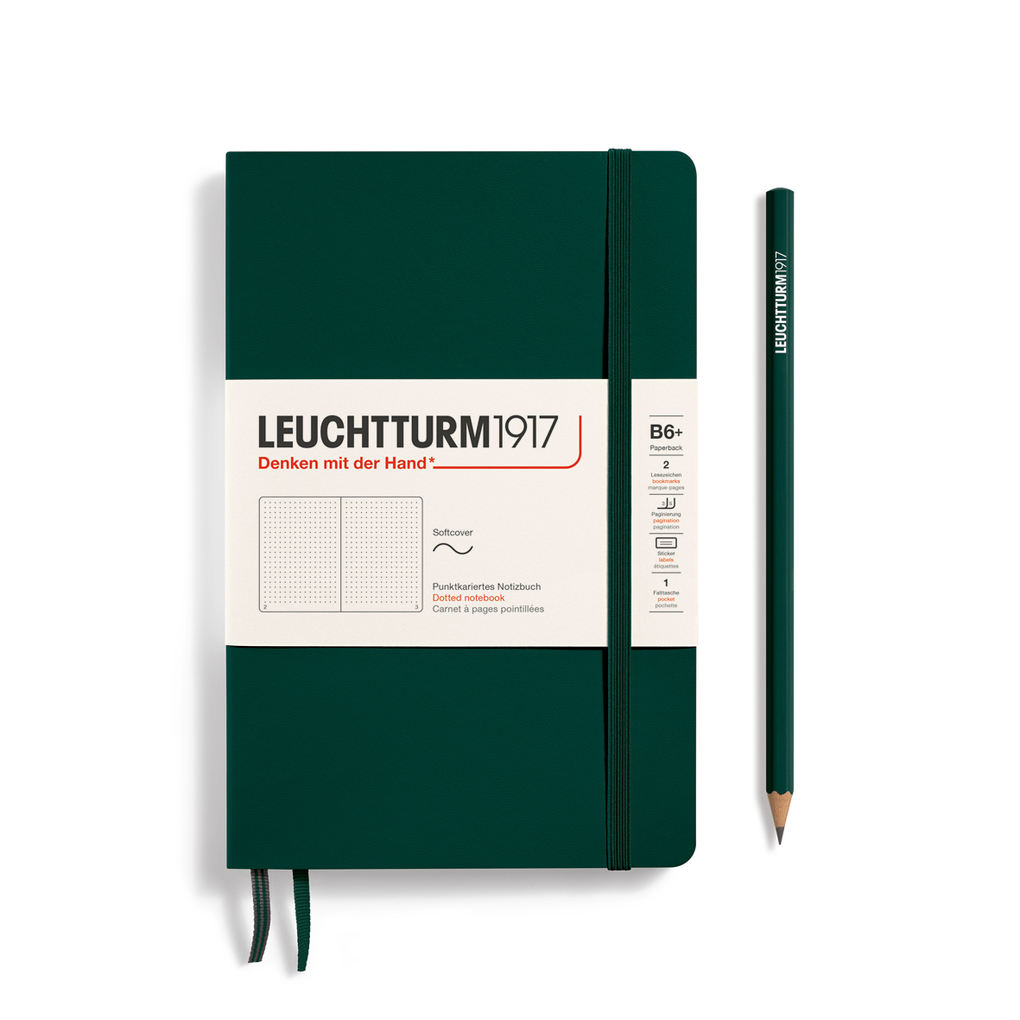 Notizbuch Paperback (B6+) Softcover 123 nummerierte Seiten Forest Green Dotted